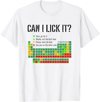 Can I Lick It Periodic Table Funny Chemistry Elements Table T-Shirt
