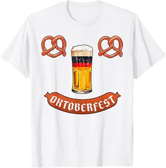 Oktoberfest Beer Pretzel Sausage Smile Face Festival Costume T-Shirt