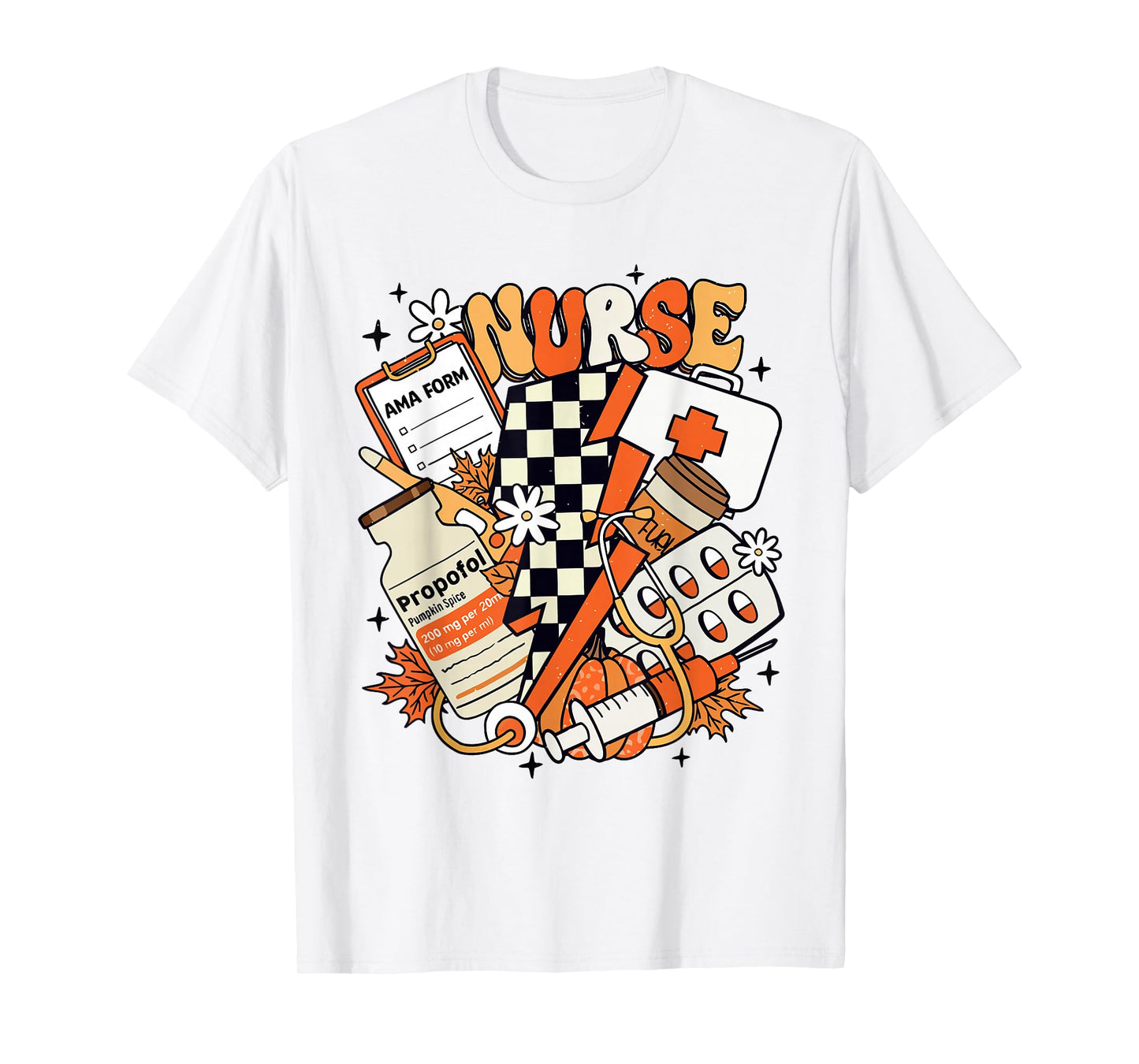Retro Pumpkin Nurse Life Thanksgiving Fall Autumn Nurse T-Shirt