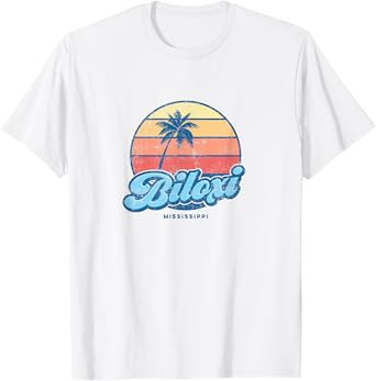 Vintage Biloxi Mississippi MS Classic 70s Retro Surfer T-Shirt