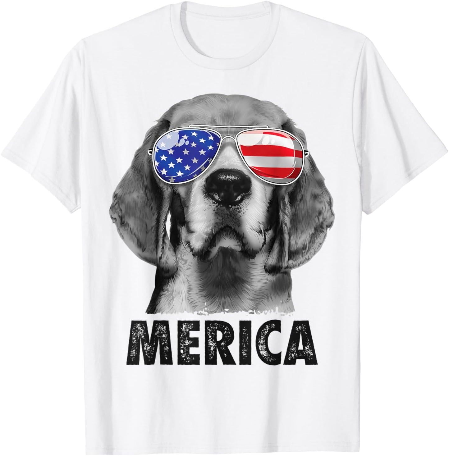 Beagle 4th of July Merica Sunglasses Men USA American Flag T-Shirt
