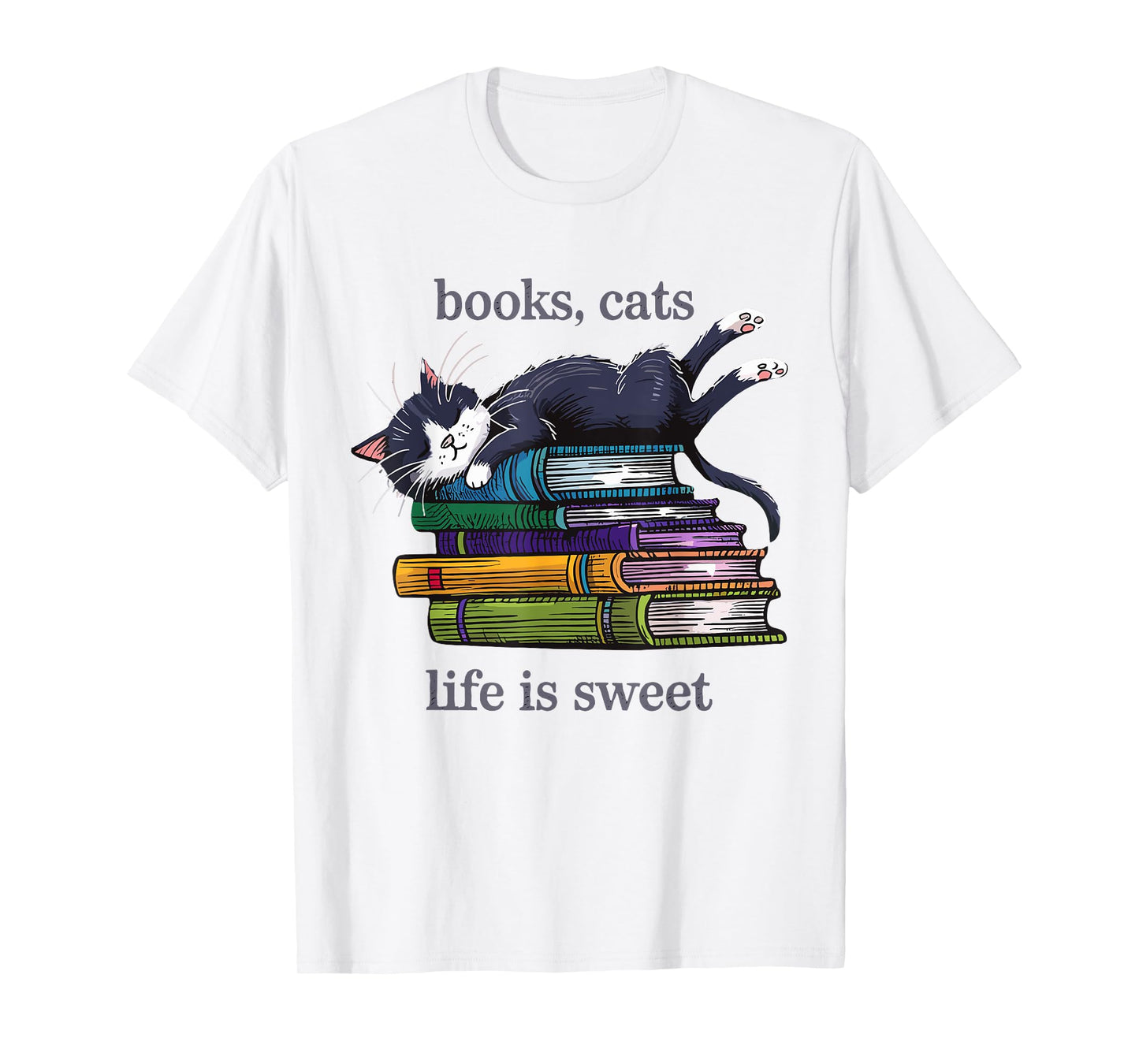 Funny Cats Books Lover Men Women T-Shirt
