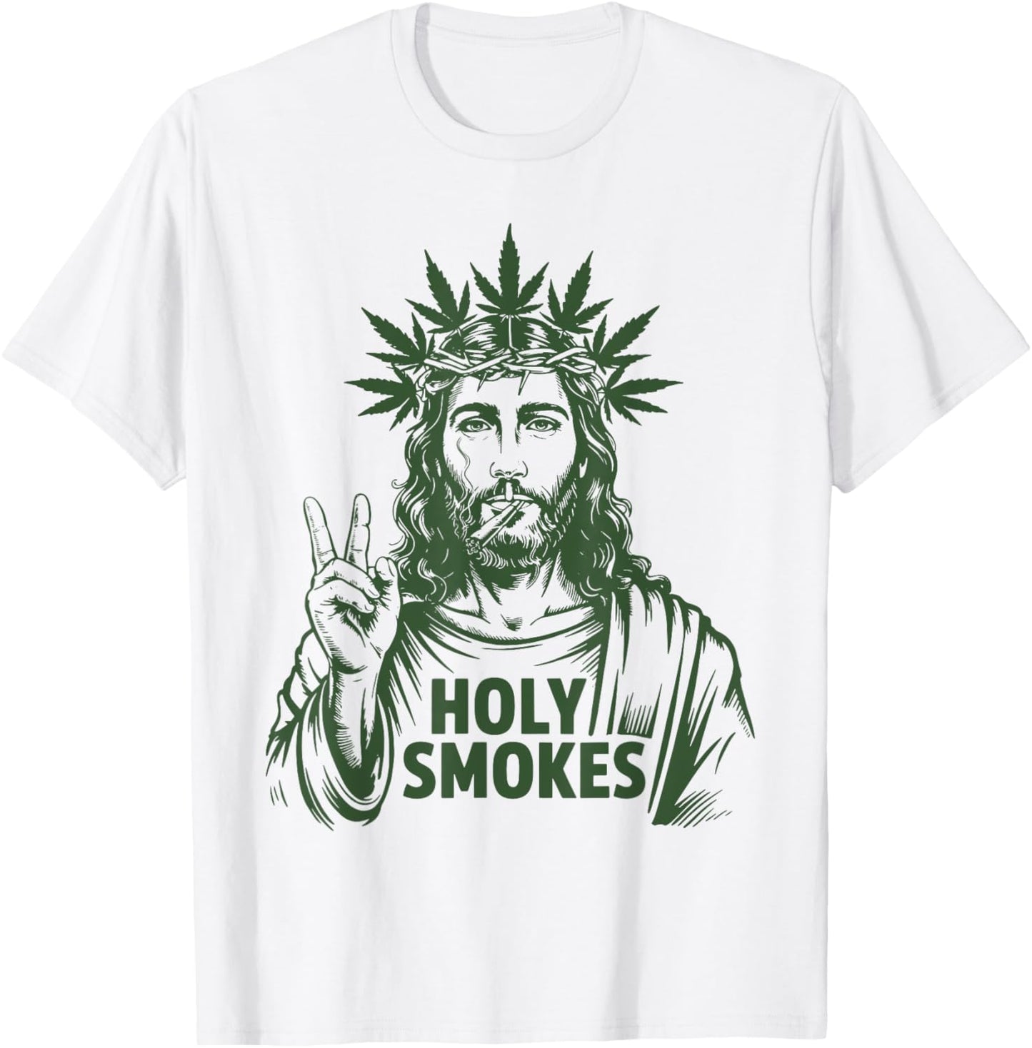 Retro Holy Smokes Jesus Marijuana Weed Cannabis Stoner 420 T-Shirt