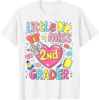 Little Miss 2nd Grade First Day Of Second Grade Cute Girls T-Shirt