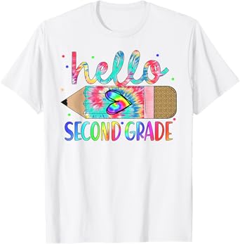 Back to School Hello Second 2nd Grade Tie Dye Teacher T-Shirt