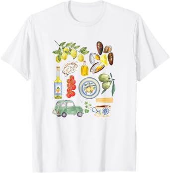 Italian Summer Scrapbook with Limoncello seafood coastal T-Shirt