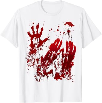 Bloody Halloween Shirt Blood Splatter Zombie Hand Graphic T-Shirt