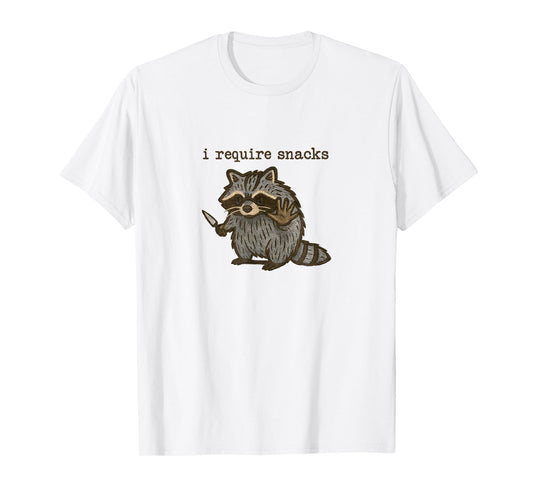 I Require Snacks Raccoon Funny Raccoon Snacks T-Shirt