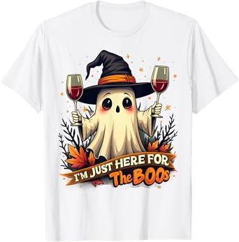 I'm Just Here for The Boos, Cute Spooky Ghost Halloween T-Shirt