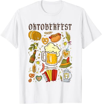 Oktoberfest Beer Drinking Doodles German Prost Pretzel Women T-Shirt