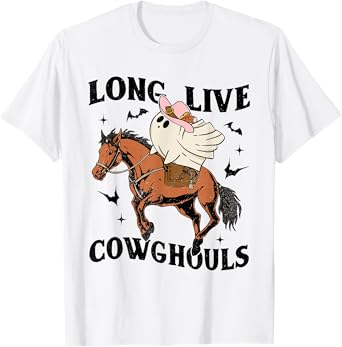 Long Live Cowghouls Halloween Cowboy Ghost Riding Horse T-Shirt