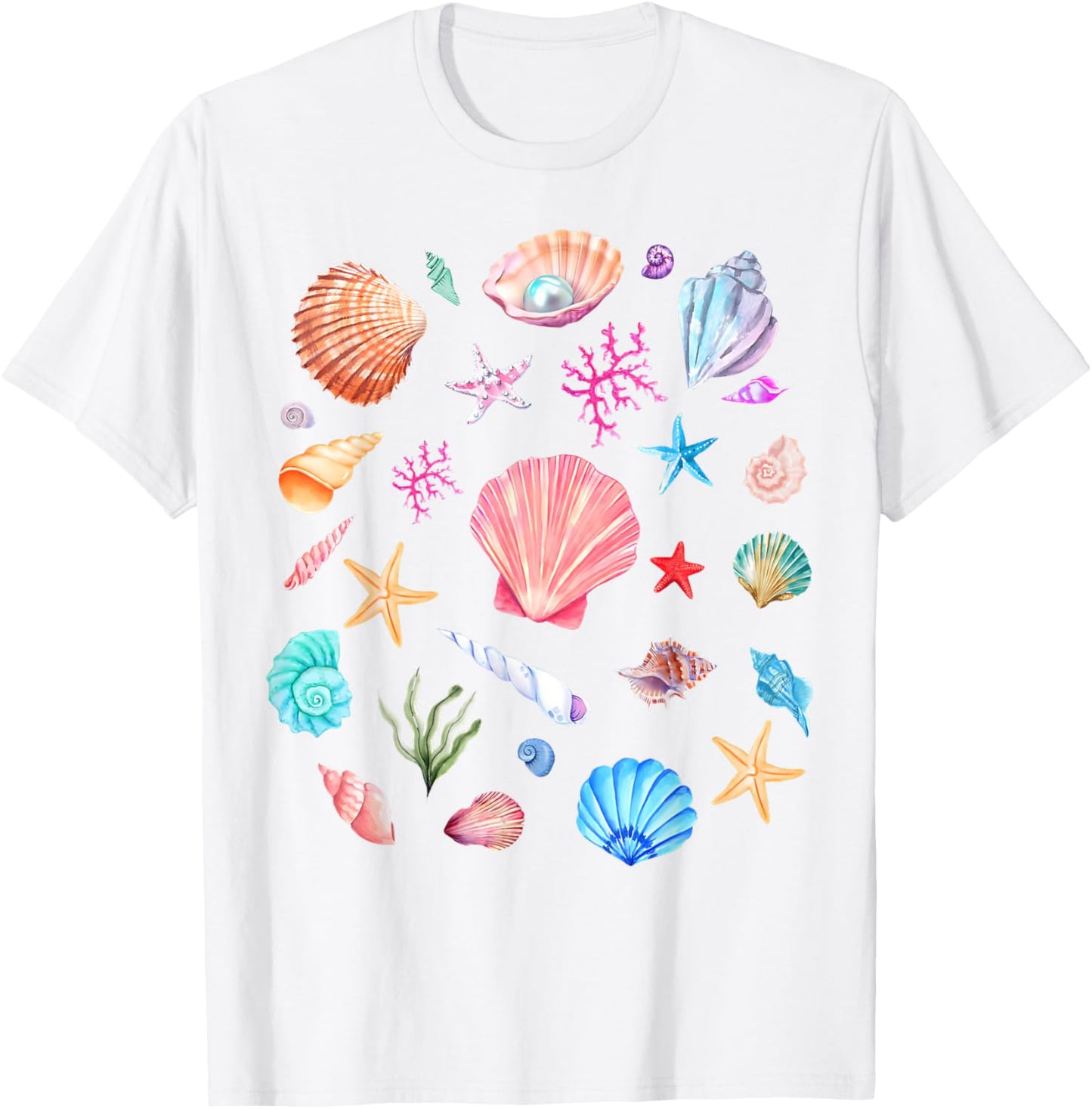 Vintage Seashell Beach Coastal Retro Summer Vibes Aesthetic T-Shirt
