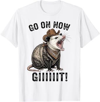 Vintage Cowboy Opossum Go On Now Giiiit Funny Western Tee T-Shirt