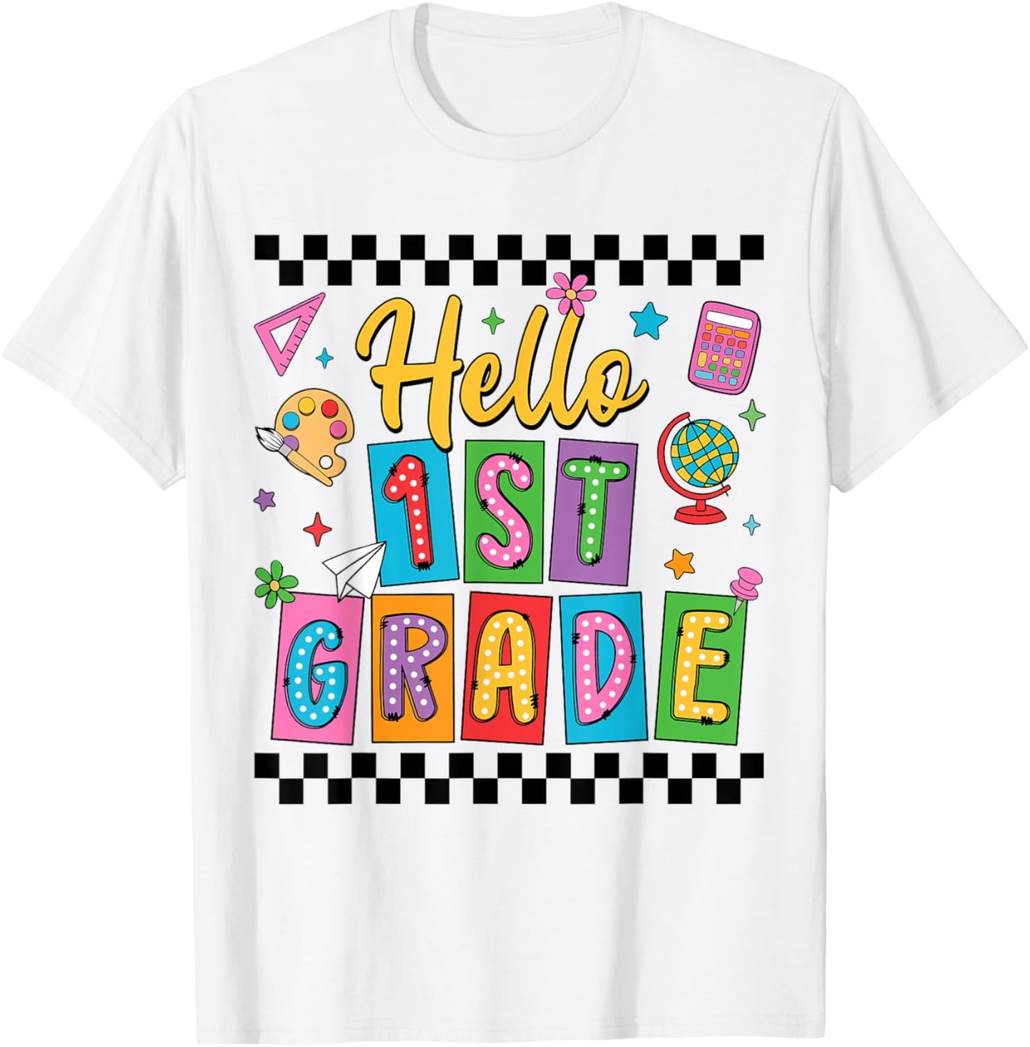 Hello 1st Grade First Day Of School Back To School Boy Girls T-shirt by TeeBrew