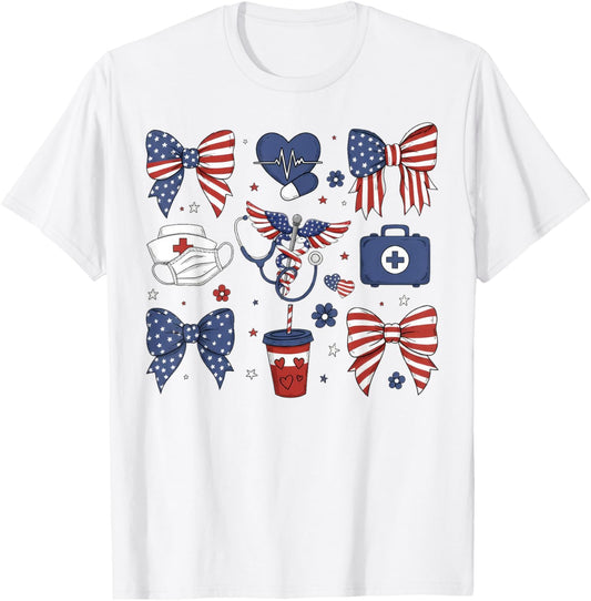 Coquette Emergency Department Patriotic Er Nurse 4th Of July T-shirt