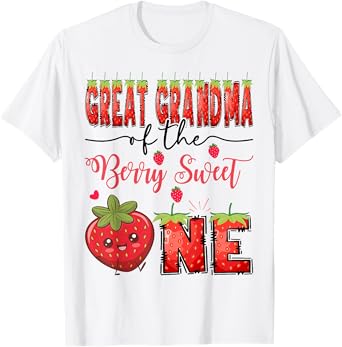 Great Grandma Of The Berry Sweet One Strawberry 1St Birthday T-Shirt
