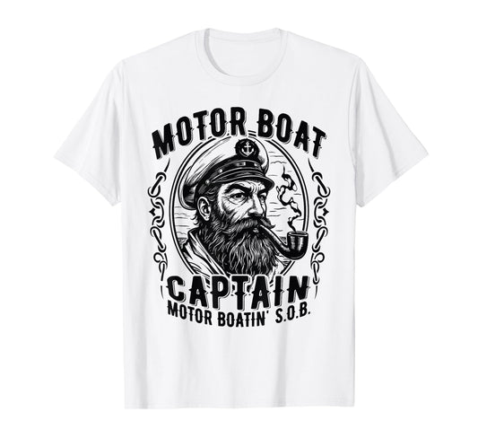 Motor Boatin' S.O.B. Vintage Pontoon Captain on the Lake T-Shirt