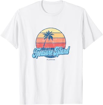Vintage Treasure Island Florida FL Classic 70s Retro Surfer T-Shirt