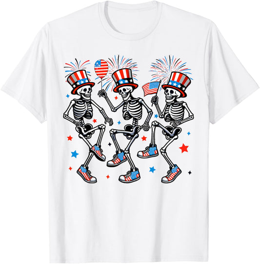 Dancing Skeleton Funny Independence Day American 4th Of July T-Shirt