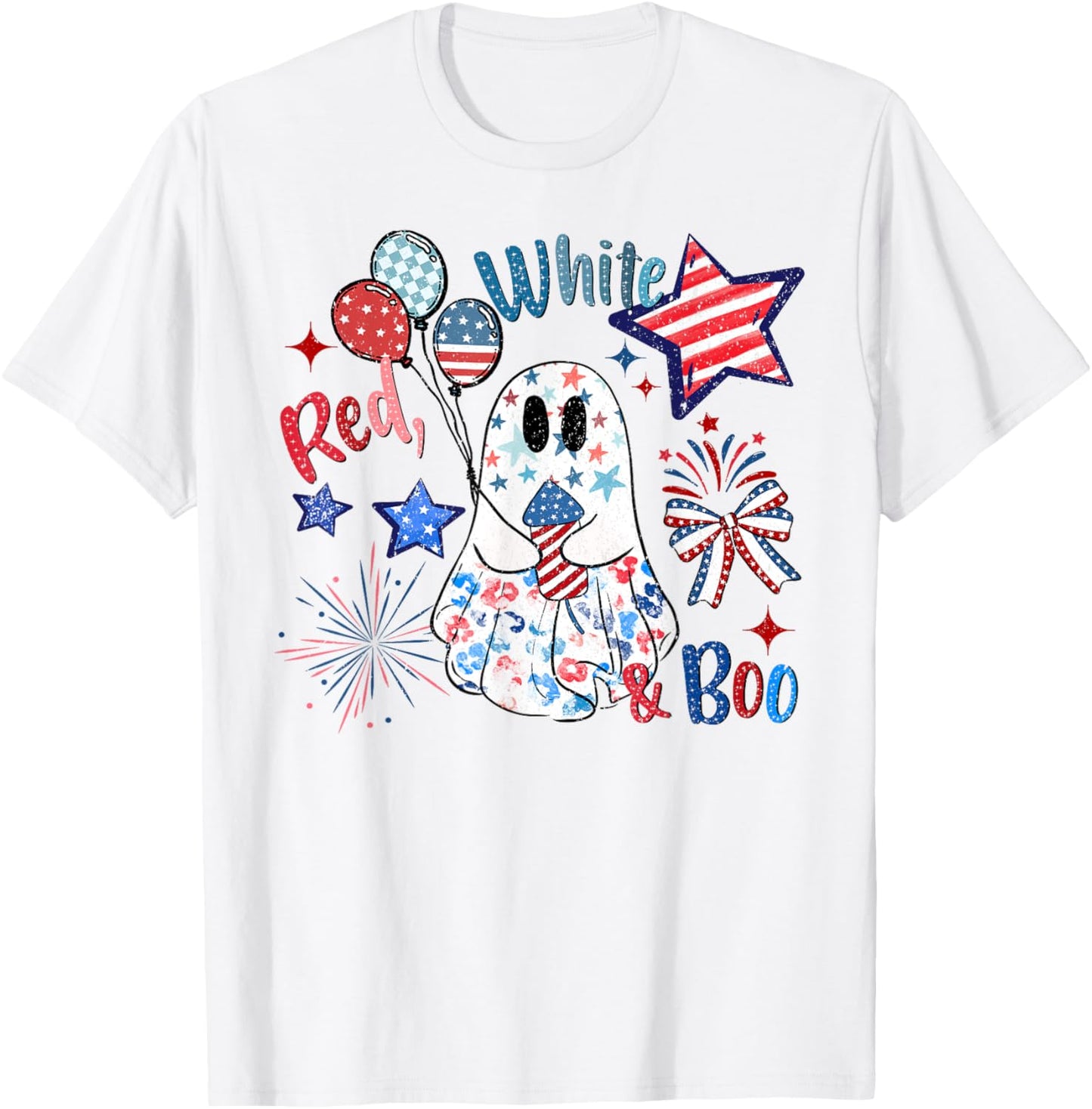 4th Of July Independence Day Funny Patriotic Spooky Ghost T-Shirt