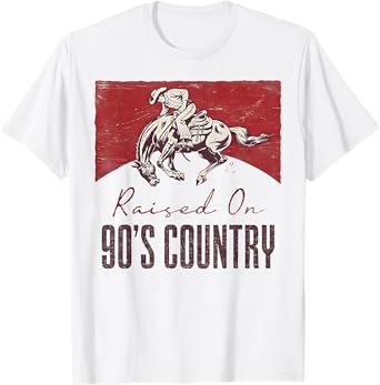 Raised On 90's Country Music Vintage Western Bull Skull T-Shirt