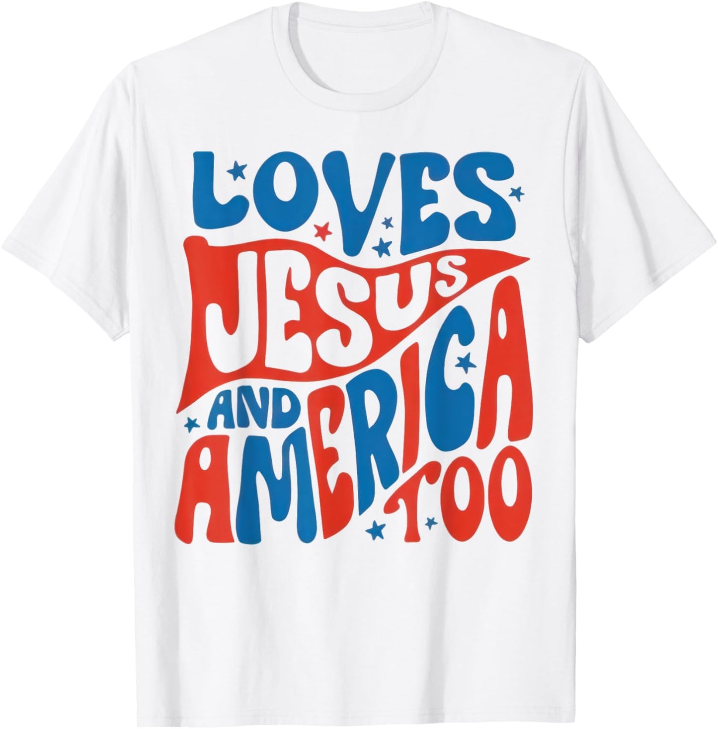 She Loves Jesus And America Too Christian Retro 4th Of July T-shirt