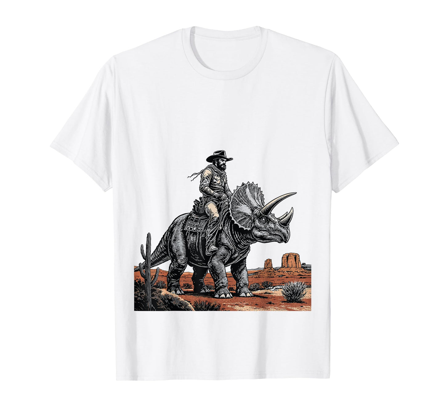 Cowboy Riding Triceratops Funny Western Dino T-Shirt