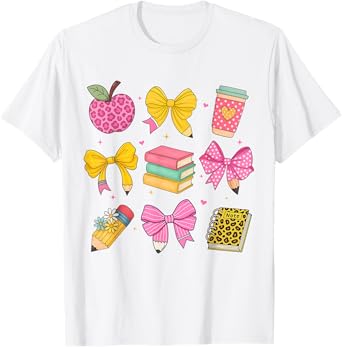 Coquette Bow Books First Day of School Back to School Girl T-Shirt
