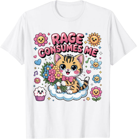 Funny Cat Meme Rage Consumes Me Cat Silly Staring Cute Kitty T-Shirt