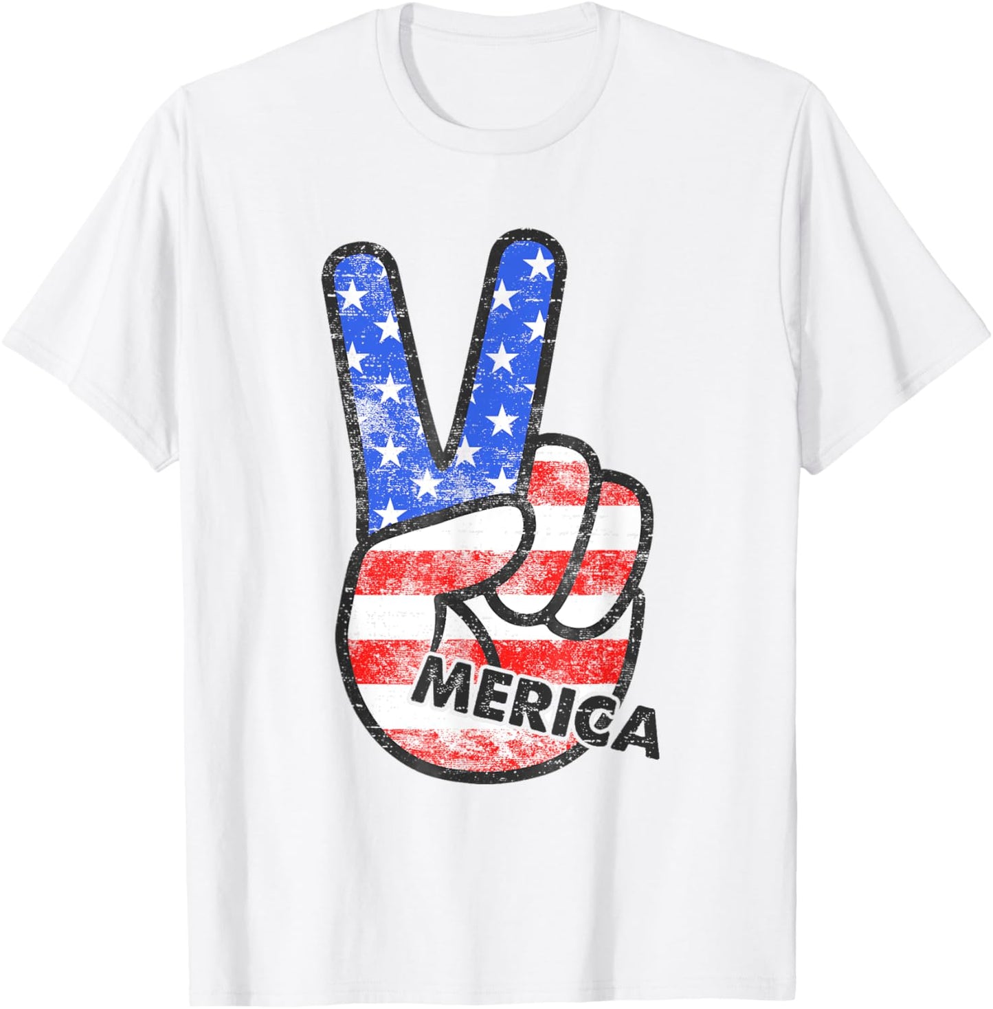 Peace Sign Hand American Flag Usa Funny 4th Of July Fourth T-shirt