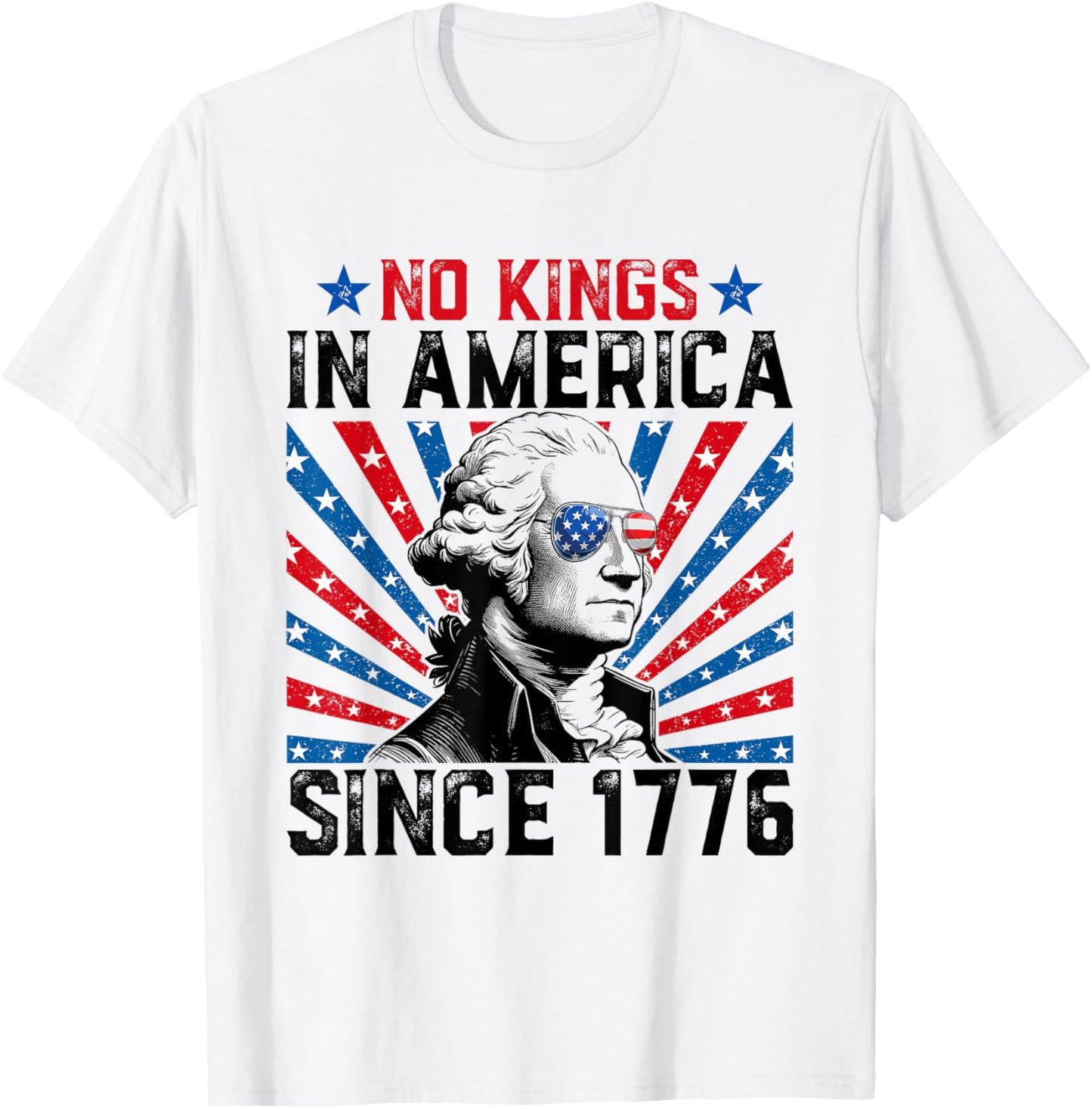 No Kings in America Since 1776 Distressed USA Flag Vintage T-Shirt