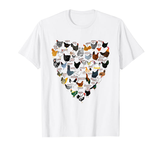 Chicken Breeds Mothers Chickens Heart Shape Women Farmer T-Shirt