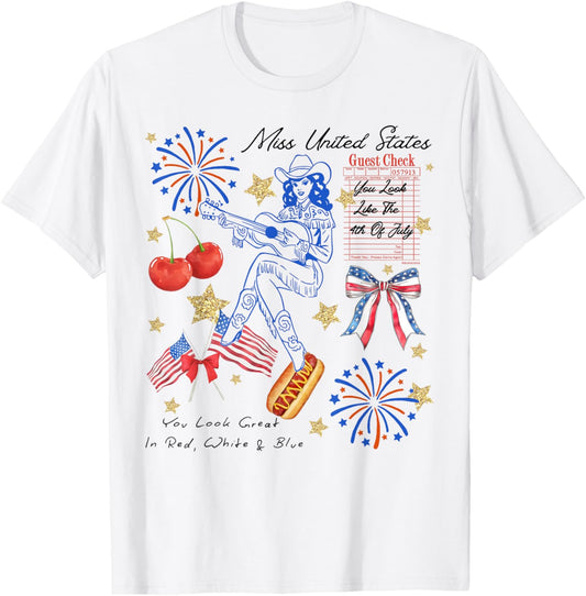 4th of July Cowgirl Western Country T-Shirt