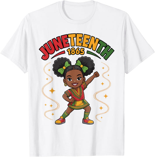 Juneteenth Dabbing Black Girls Queen Skin Dab kids T-Shirt