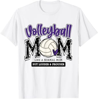 Volleyball Mom Purple Game Day Mama Daughter Family Team T-Shirt