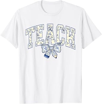 Women Teacher Coquette Bow Floral Teach Teacher Day T-Shirt