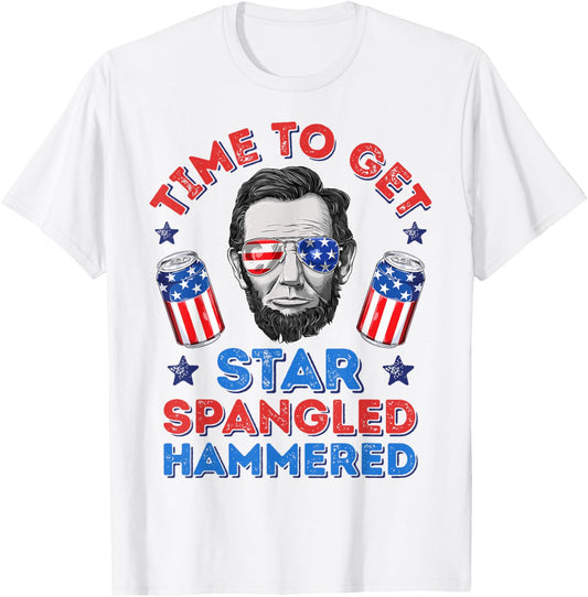 Time To Get Star Spangled Hammered 4th of July Men Lincoln T-Shirt