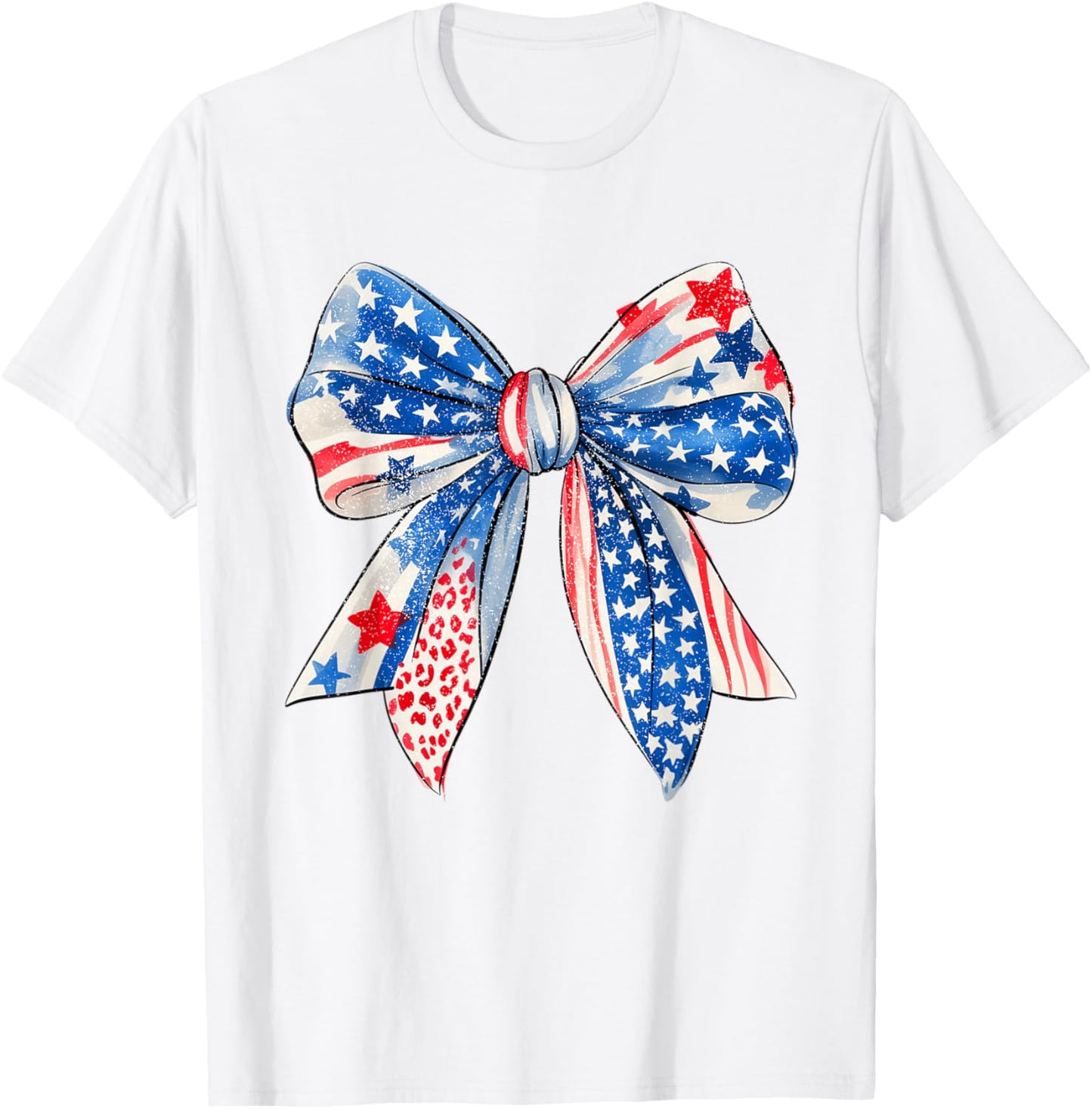 Cute Coquette Bow American Flag Usa Funny 4th Of July Fourth T-shirt