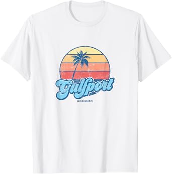 Vintage Gulfport Mississippi MS Classic 70s Retro Surfer T-Shirt