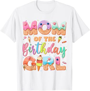 Mom Of The Birthday Ice Cream Family Matching Party T-Shirt