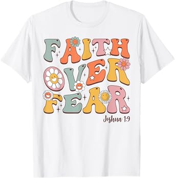 Christian-Shirt Girls Faith Over Fear Cute Jesus Kids Youth T-Shirt