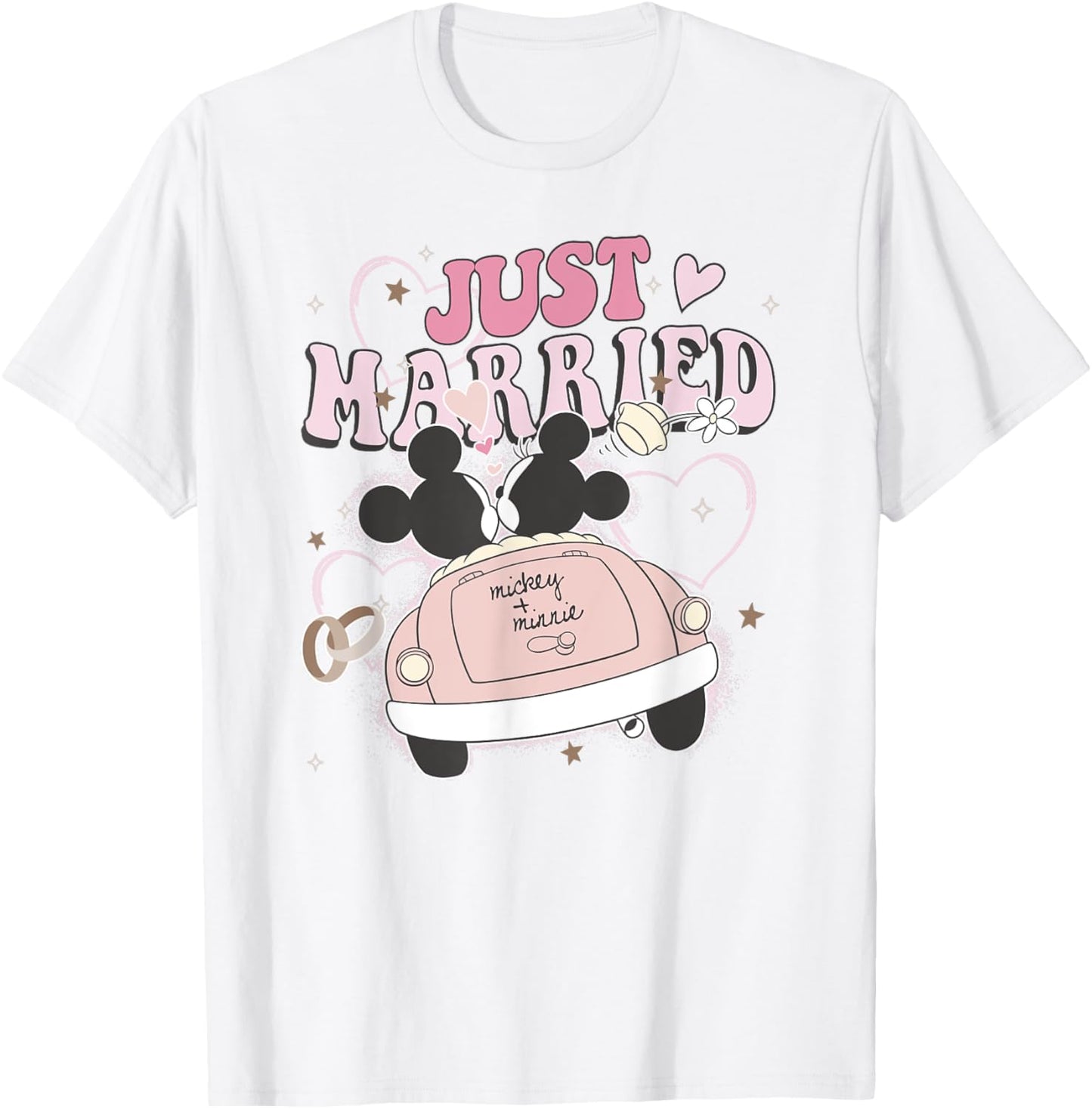 Disney Mickey & Friends Just Married Mickey Minnie Love Logo T-Shirt
