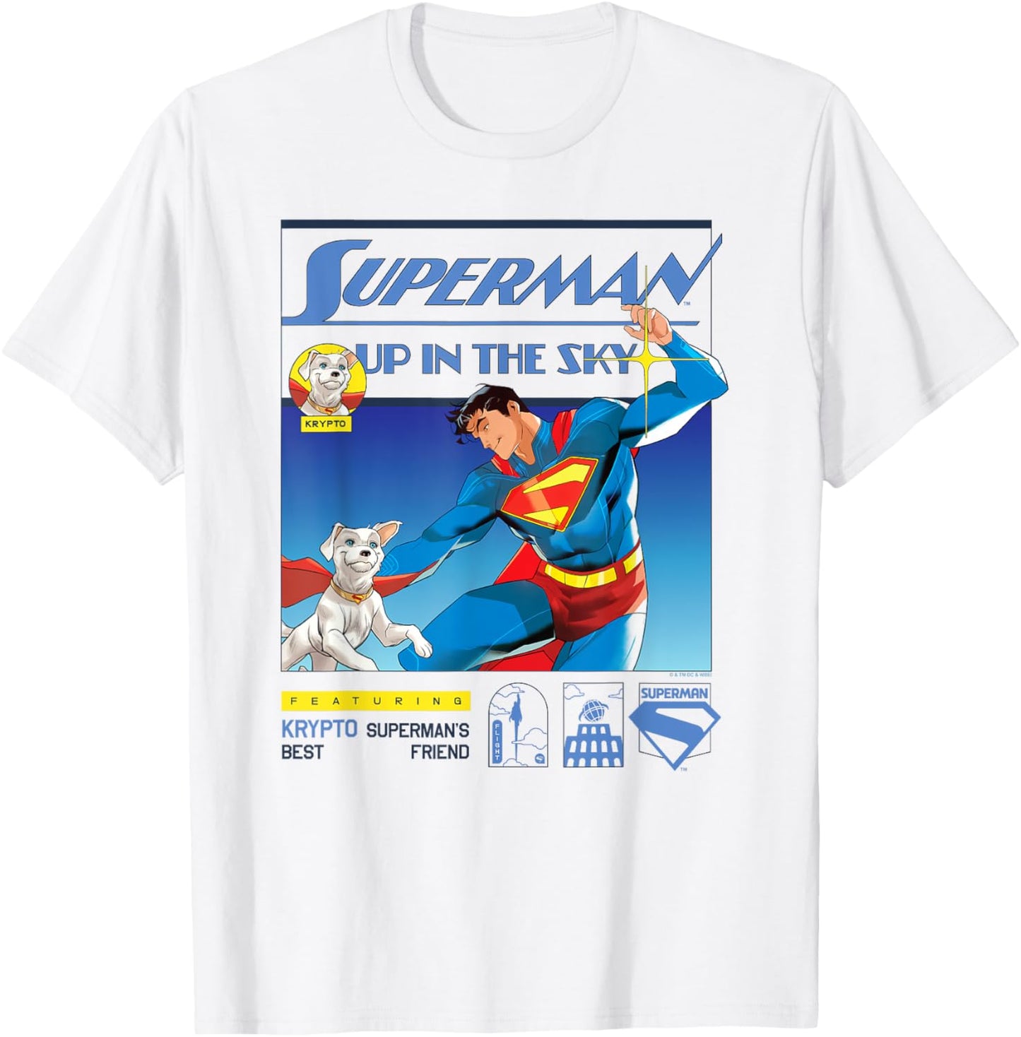 Superman (2025) Up In The Sky Featuring Krypto Poster T-Shirt