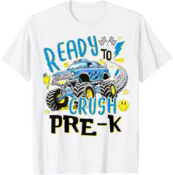 Ready To Crush Pre-K Preschool Monster Truck Dude Boy Kids T-Shirt