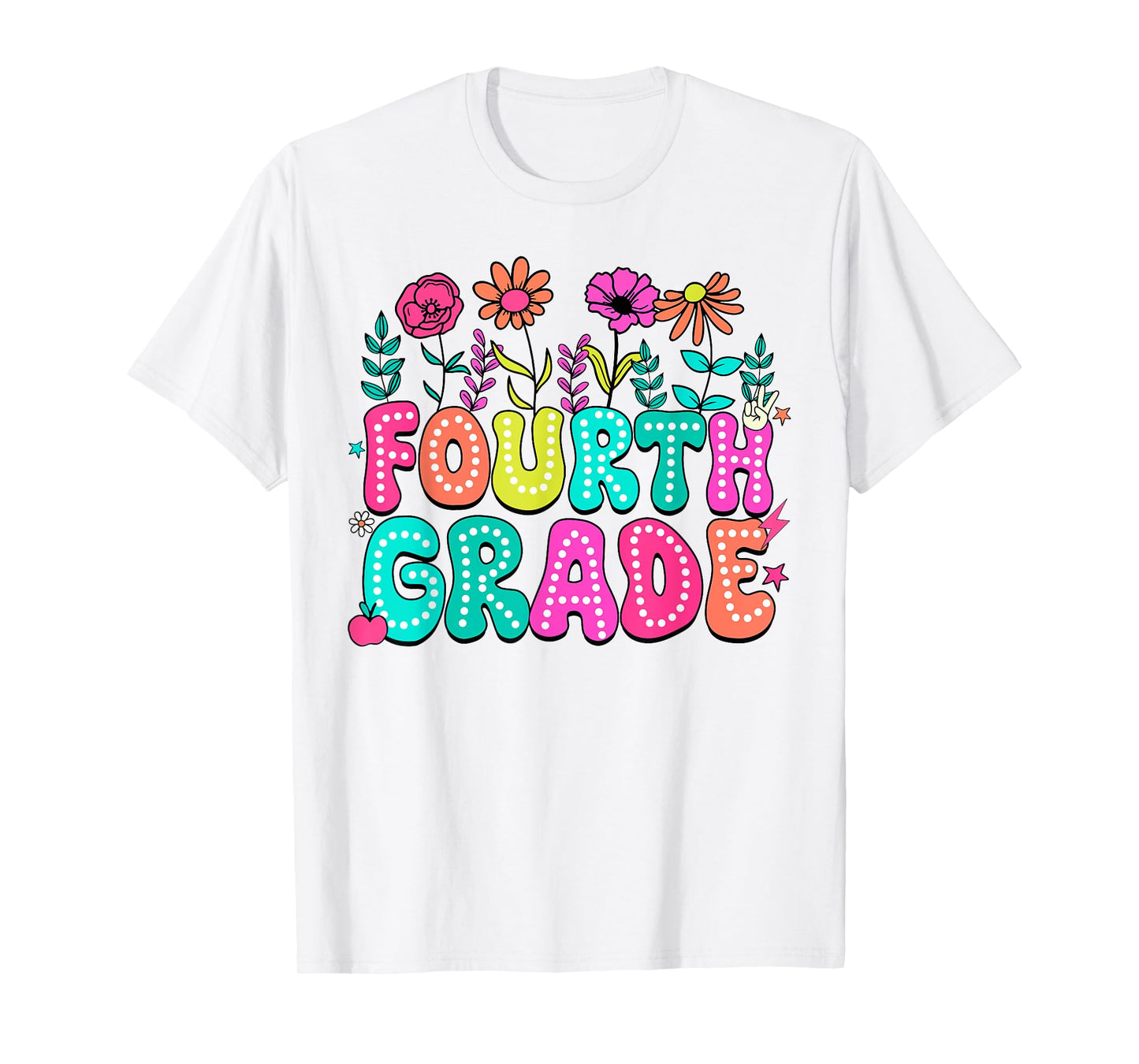 4th Grade Teacher Student Wildflower Back To School Floral T-Shirt for Men Women Kids