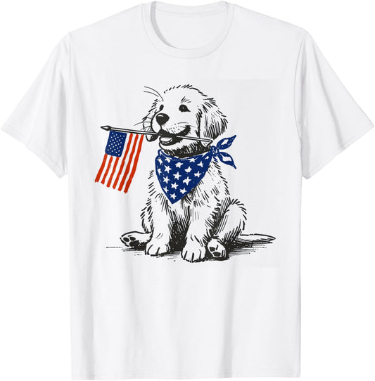 Golden Retriever 4th Of July Patriotic Dog American Flag T-Shirt