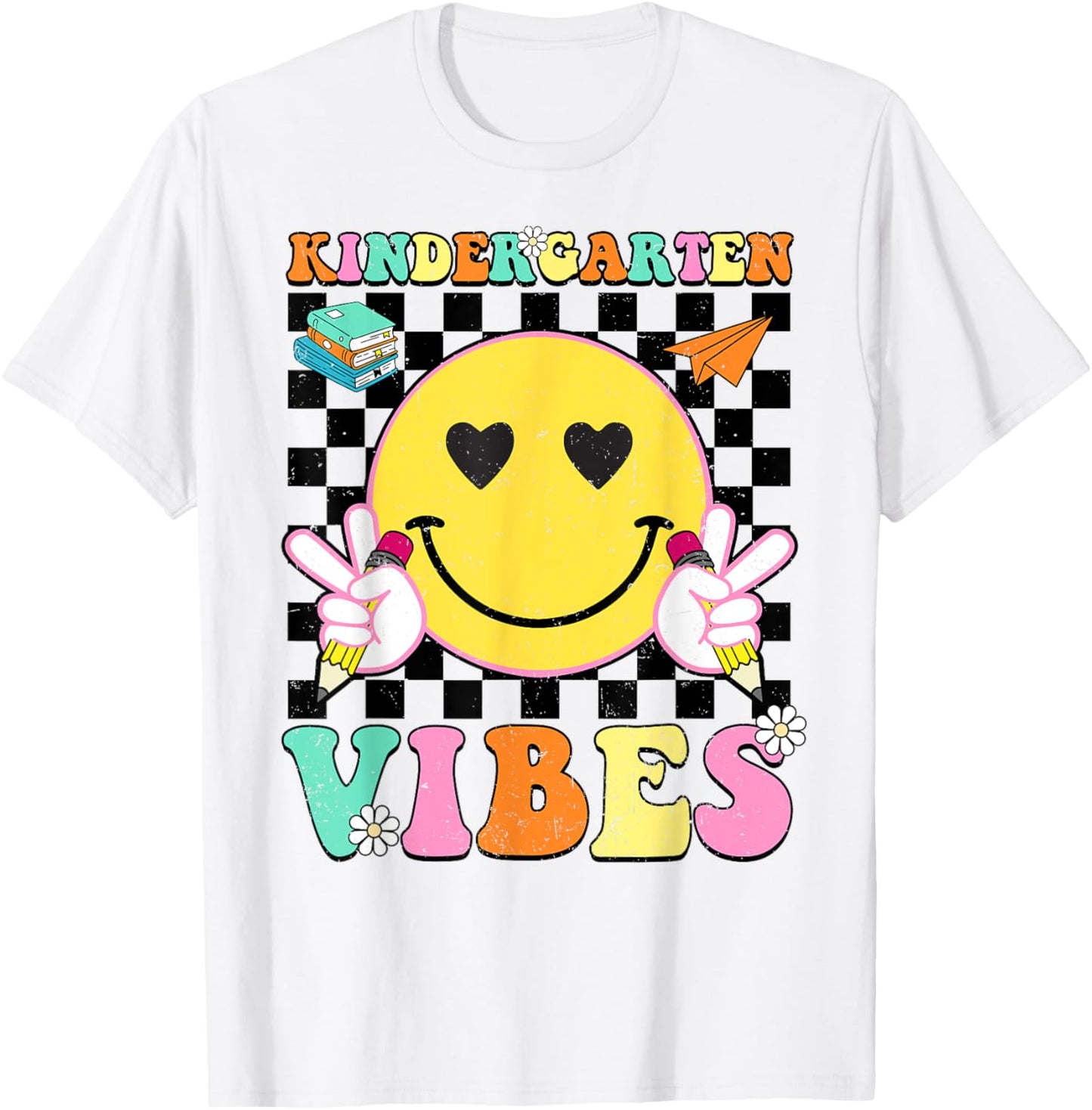 Kindergarten Vibes Smile Face Teacher Boy Girl T-shirt by TeeBrew