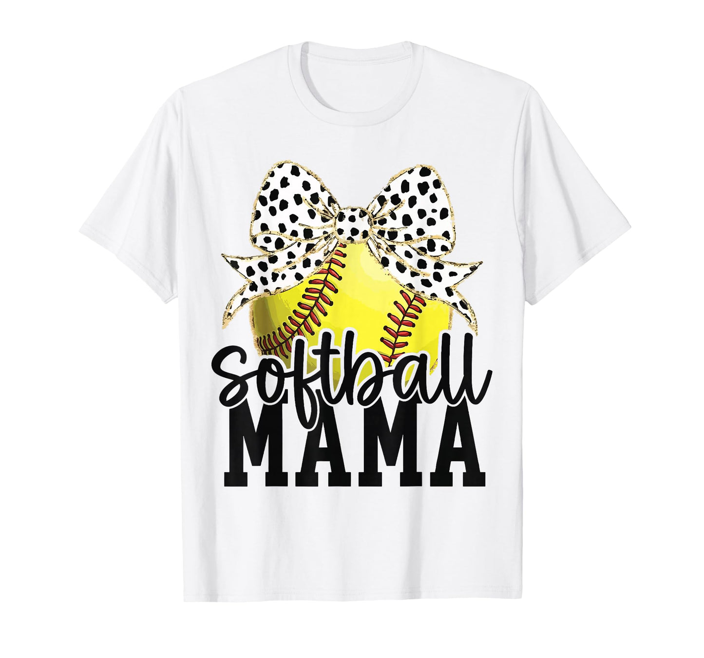 Softball Mom Coquette Bow Baseball Mom Mother's Day T-Shirt