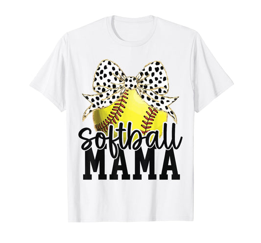 Softball Mom Coquette Bow Baseball Mom Mother's Day T-Shirt
