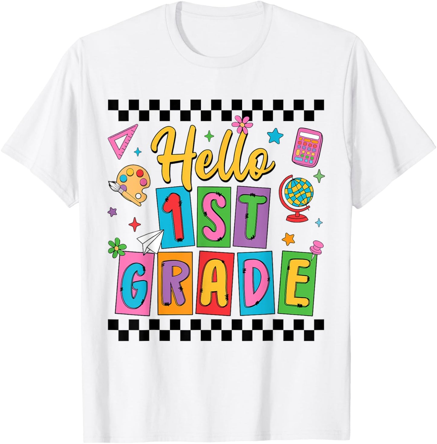 Hello 1st Grade First Day Of School Back To School Boy Girls T-shirt by TeeBrew